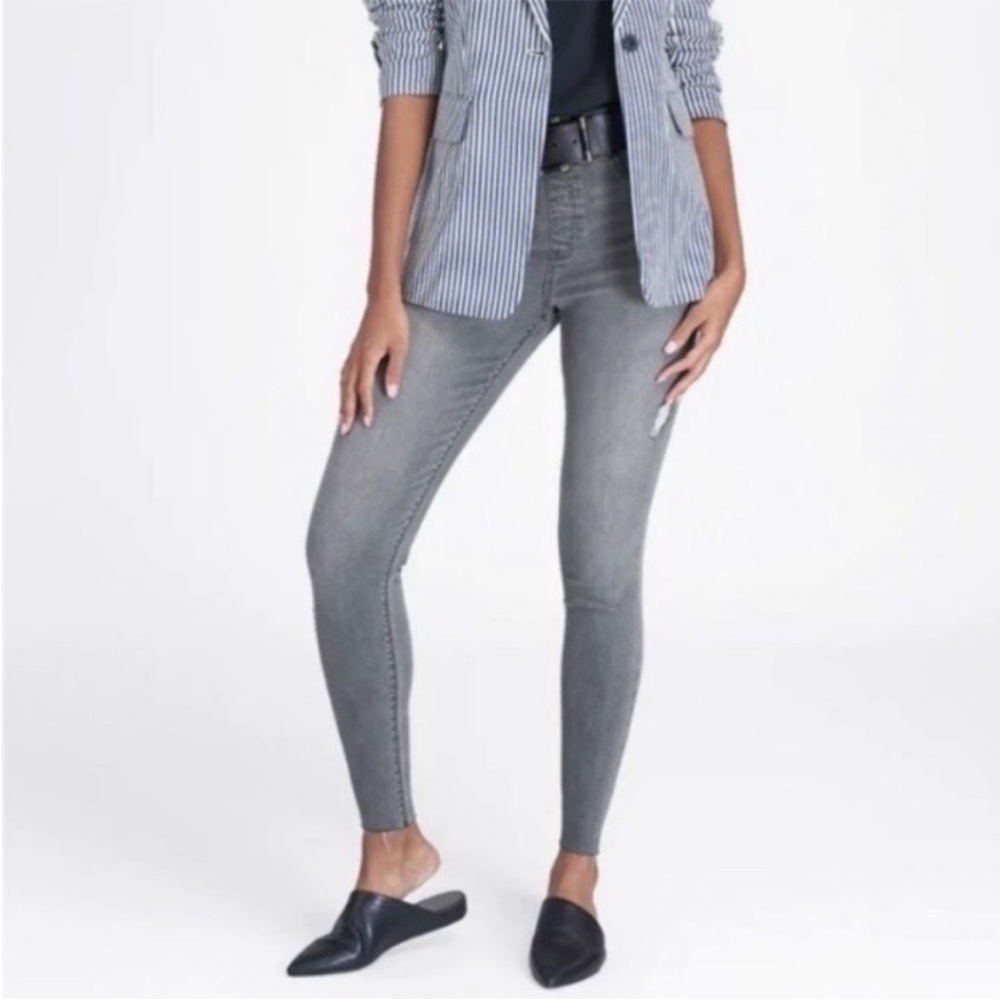 SPANX Distressed Skinny Gray Jeans Size Large